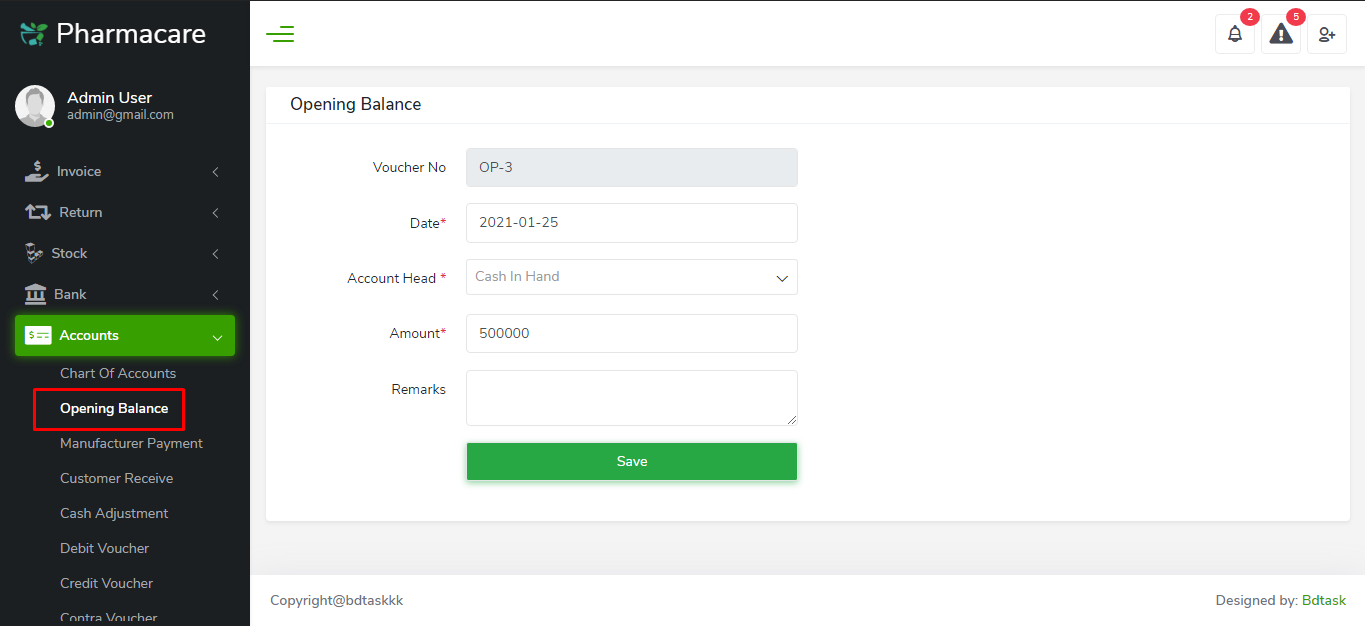 Opening Balance